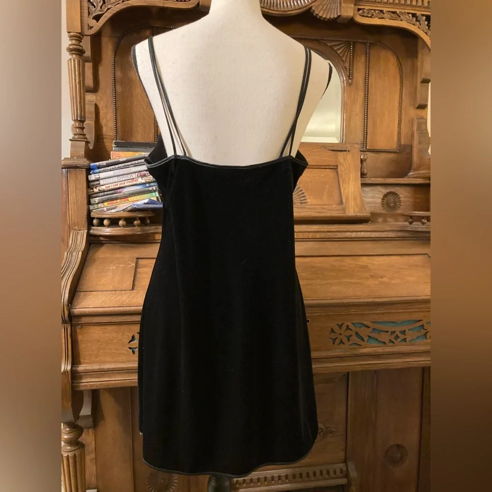Vintage y2k grunge black velvet witchy mini dress small whimsigoth - Picture 2 of 3